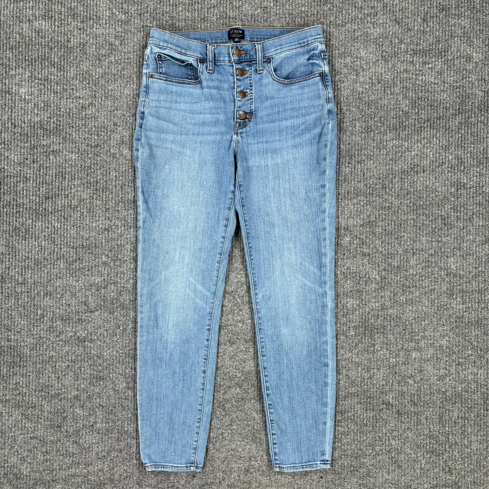 J.‎ Crew 9" High Rise Skinny Jeans Womens 29 Light Wash Stretch Denim Button-Fly